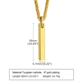 Macro detail of tungsten carbide gold bar pendant with precise dimension and material data - Pendant with Chain / Gold