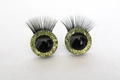 Dragon safety eyes with yellow green glitter irises and black lashes for dolls - Yellow & Green / 14mm