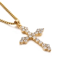 Hip hop herenketting van goudkleurig roestvrij staal met witte strass steentjes - Hanger Zonder Ketting - Goud (KP97461)
