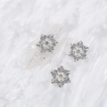 Charm ongles flocon de neige argenté en alliage avec strass sur base pailletée - Style A1143-10 / Argenté
