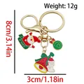 Cartoon Santa Claus and Christmas bell keychain set with candy cane charm for bags - ER1794-Bell Lollipop Santa 8-shape Keychain