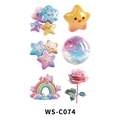 Tatuaggi temporanei 3D unicorno e arcobaleno per bambini con stelle, modello WS-C074 - Personaggi Stellari (decorazione in PVC effetto ceramica) (WS-C074)