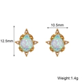 Gold-plated teardrop opal earrings with white cubic zirconia accents and dimensions - Water Drop Blue Opal (Ear Studs)