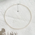 Classic round white pearl necklace with S925 sterling silver clasp for women - Basic Chain / 3mm Clavicle Chain / White