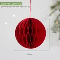 Red 10cm honeycomb paper ball Christmas ornament with hanging string for festive decor - 10cm Round Ball / Red
