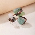 Vintage bronze punk ring featuring green raw crystals and clear quartz for women - Adjustable Open / Clear Quartz Plus Green Fluorite