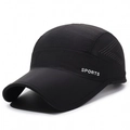 Berretto sportivo nero traspirante con logo SPORTS e tessuto ad asciugatura rapida - Regolabile / Nero