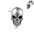 Skull shape earring in retro silver finish with 24.3mm height measurement - Skull / Magnetic / Retro Silver