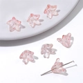 Cuentas de flores de vidrio rosa transparente con pan de oro para joyas DIY - 20 Piezas/Paquete / Rosa Anaranjado