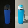 Luminous blue silicone cup keychain glowing in the dark with durable metal clip - Night Light Sky Blue
