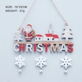 Colgador de puerta de madera navideño con Papá Noel y casas rojas y copos de nieve - Santa Claus
