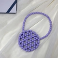 Handgefertigte lavendellila Acryl Perlen-Umhängetasche mit rundem Perlen-Handgriff - Handtasche Stil / Lila