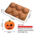 6-cavity brown silicone pumpkin mold for Halloween chocolates and baking crafts - 6-Cavity Pumpkin CM-180 / Brown