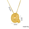 Gold plated puffy bubble letter Q necklace with shimmering cubic zirconia inlay - Letter Q