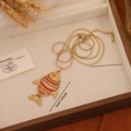 Gold koi fish pendant necklace in stainless steel with detailed size and weight specs - Golden 3D Fish Style (20#)