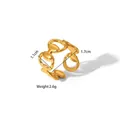 Detail showing dimensions of golden horsebit chain ring with polished finish - Horsebit Chain Style (YYR023267)