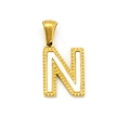 Golden titanium steel letter N pendant with white shell inlay and beaded texture - Letter N (Single Pendant)