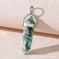 Hexagonal resin pendant with green lemon slices and blue-green spiral clay accents - Resin Green Lemon