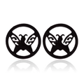 Matte black stainless steel butterfly stud earrings with minimalist hollow design - 197/Butterfly / Black