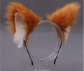 Handmade brown and white plush fox ears headband for Lolita cosplay and animal costumes - Camel and White (Inner)