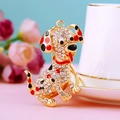Exquisite gold dog keychain with sparkling rhinestones and red enamel spots for bags - Classic Dalmatian Red
