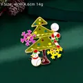 Christmas tree enamel brooch with pearls and snowman decor, size 4cm x 4.6cm - Green Christmas Tree Style (YNCP5766)