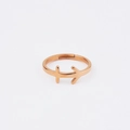 Close-up of rose gold stainless steel ring with Sagittarius zodiac arrow design - Adjustable Open Rose Gold / Sagittarius