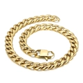 Chunky gold-plated stainless steel NK cuban chain necklace with lobster clasp for men - 45cm / Gold Necklace