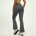 Deep grey high-waisted flared yoga pants with sculpting effect and breathable fabric - Sea Rock Grey