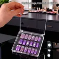 Purple cat-eye press-on nails set with rhinestones in a clear plastic storage box - 10*10.5cm 1pc