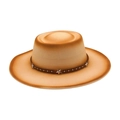 Western style gradient felt jazz hat with star rivets and brown leather strap details - One Size (M Top) / Beige (Brown Leather Star)