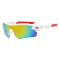 White cycling sunglasses with vibrant colorful gradient lenses and non-slip temples - White Frame Red Mirror