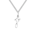 Silver stainless steel heart letter F pendant on a minimalist Cuban link necklace - Letter F / Steel