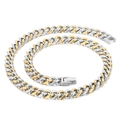 Polished two-tone gold and silver Cuban link chain bracelet with a secure rectangle clasp - Two-tone Gold & Steel Necklace (KN225274-Z) / 8mm x 45cm