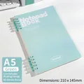 Minimalist A5 green spiral notebook with 60 lined sheets and a clear ring binder - A5/60 Sheets Lined / Green