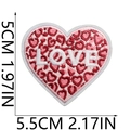 Detail view of heart embroidery patch with pink leopard print and LOVE text logo - Pink Leopard LOVE Heart (No. 8)