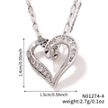 Collar con colgante de corazón de plata con circonitas y cadena ajustable plateada - Estilo Corazón Plateado (N01274-4)