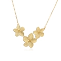 Modern gold floral jewelry set with three-petal flower pendant necklace and metallic finish - Gold Triple Petal Necklace