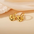 Polished golden heart-shaped titanium steel earrings on a premium silk and stone backdrop - Heart Pendant / Gold