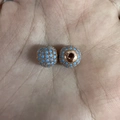 Rose gold micro-pave sphere beads with bright blue stones for DIY bracelet making - 6mm / Rose Gold Turquoise Zircon