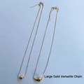 Polished golden teardrop pendant necklace in large size with fine square chain link - Large Universal Chain / Gold