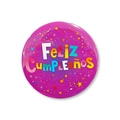 Purple tinplate Feliz Cumpleaños badge for Spanish birthday party decorations - Style 6 (Purple)