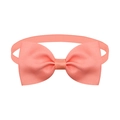 Adjustable coral pink grosgrain bow tie for dogs and cats with premium ribbed texture - Ivory