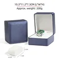 Navy blue brushed PU leather watch box with white velvet pillow and flip top lid - Rounded Brushed PU Blue