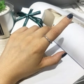 Minimalist silver geometric ring featuring sparkling zircon stones and an open design - Adjustable Open / Silver Infinity Inlaid Diamond Style (JZ514S)