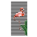Microvezel strandlaken met roze flamingo en zwart-witte strepen in tropische stijl - 771 Flamingo Kunst