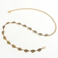 Vintage golden leaf chain belt with metal foliage links and a bead pendant detail - Leaf Chain Style / Antique Gold