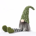Kerstkabouter met lange groene gebreide muts en zwart-wit gestreepte benen decoratie - Groen