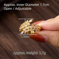 Bague réglable en forme de feuille dorée avec zircons, poids 2,7g et diamètre de 1,7cm - J24138 Style Un