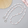 Crossbody phone chain with baroque pearls and pink cubic beads with silver clasps - K2815 Crystal Mixed Irregular Bead Crossbody